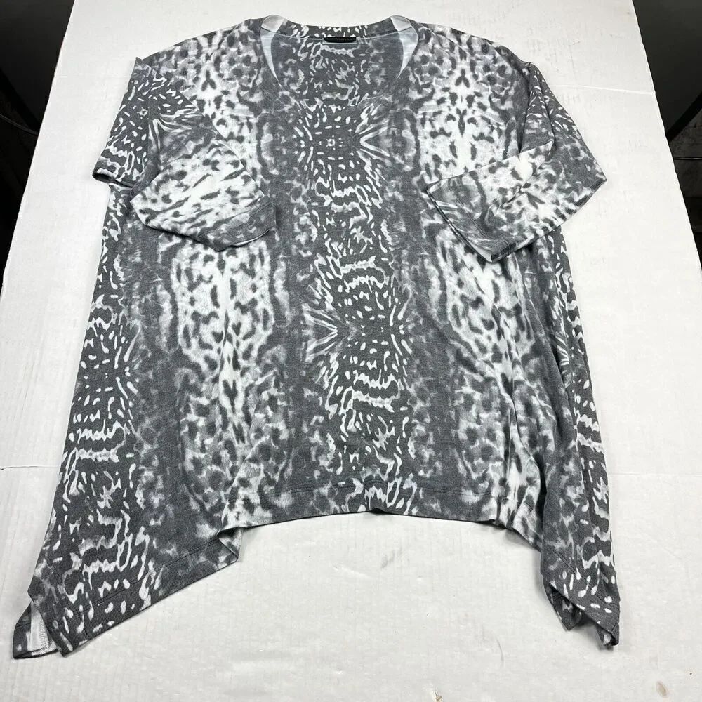 Nally & Millie USA Knit Tunic Animal Print Lagenlook Top 3/4 Sleeve Shirt 3X